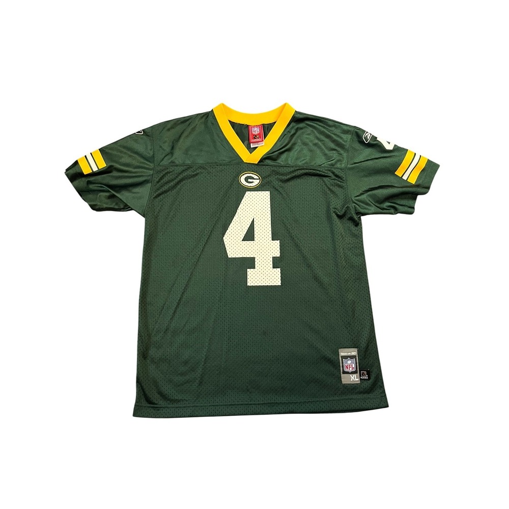 Reebok Green‎ Bay Packers Brett Favre 4 Jersey Youth XL Green NFL Y2K Blokecore